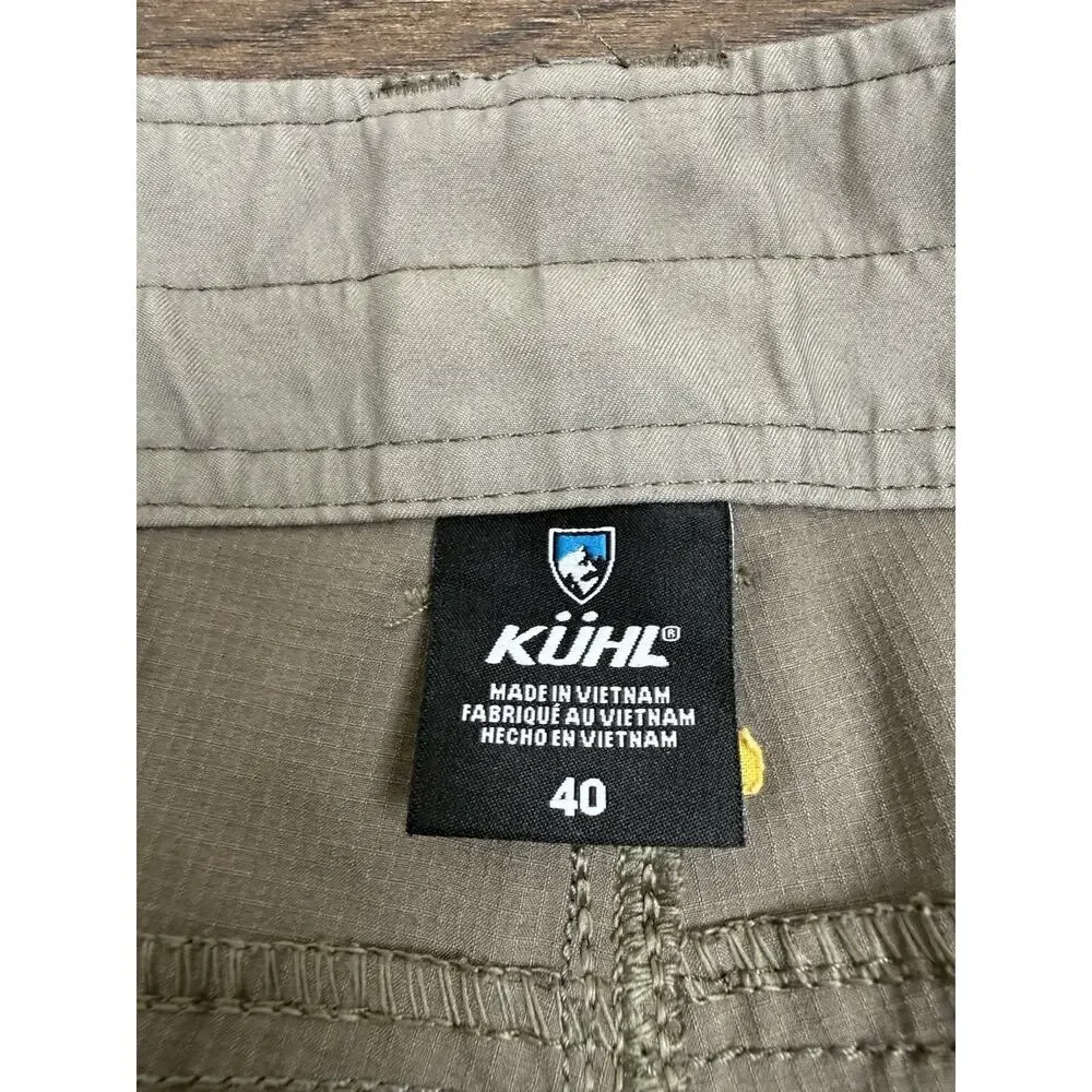 Kuhl Men's Size 40 Brown Olive Green Nylon Silencr Kargo Shorts 10